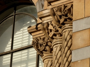 Beautiful carvings alongside a window